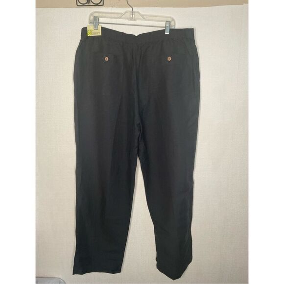 CUBAVERA MEN’S LINEN-BLEND CORE DRAWSTRING PANTS JET BLACK size XL(40-42) - Picture 2 of 14